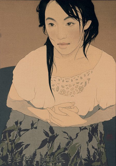 日本画家池永康晟用古法描绘出的美女图