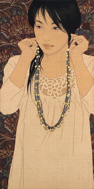 日本画家池永康晟用古法描绘出的美女图