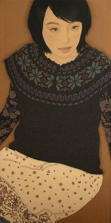 日本画家池永康晟用古法描绘出的美女图