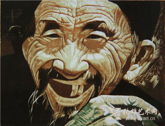 贵州人之四 -彩色木刻-36.8x27
