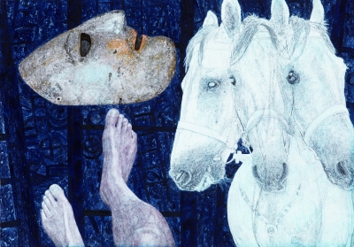  脚、大面具和马戏团的马头（油画）  120×170厘米 2014年 潘特纳·埃尔玛·安东