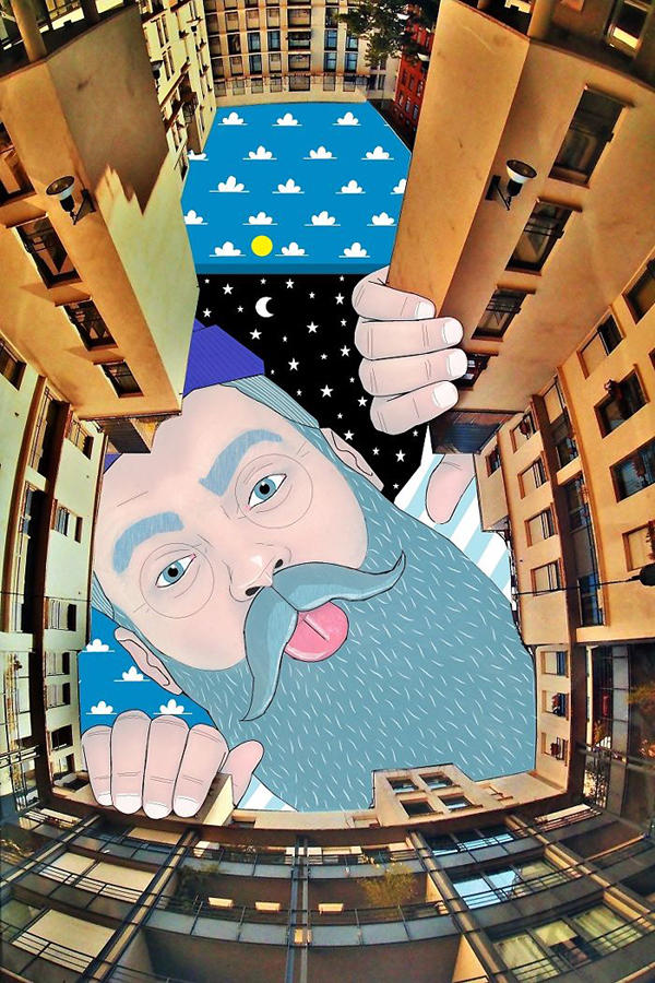 法国插画家把都市天空当做画板