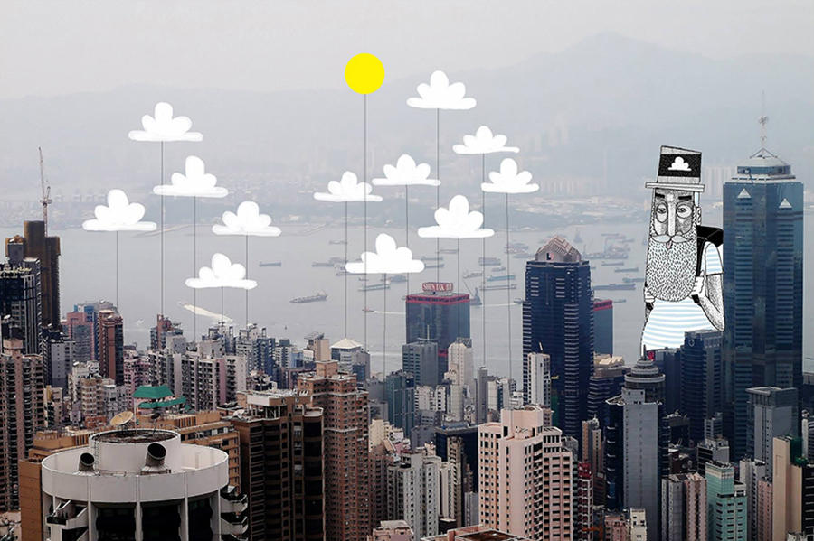 法国插画家把都市天空当做画板
