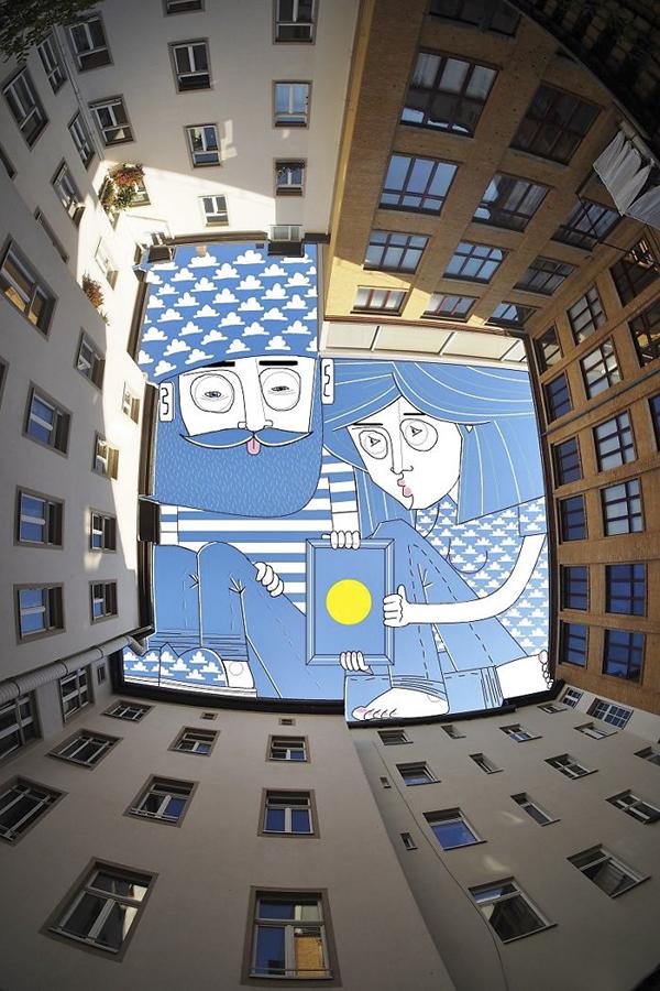 法国插画家把都市天空当做画板