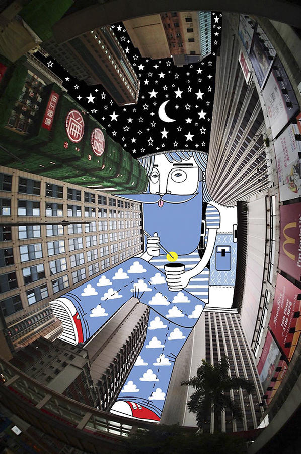 法国插画家把都市天空当做画板
