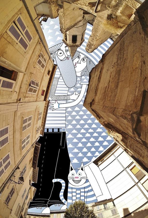 法国插画家把都市天空当做画板