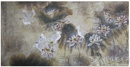 《清影弄秋若白云》-120x240cm--纸本设色