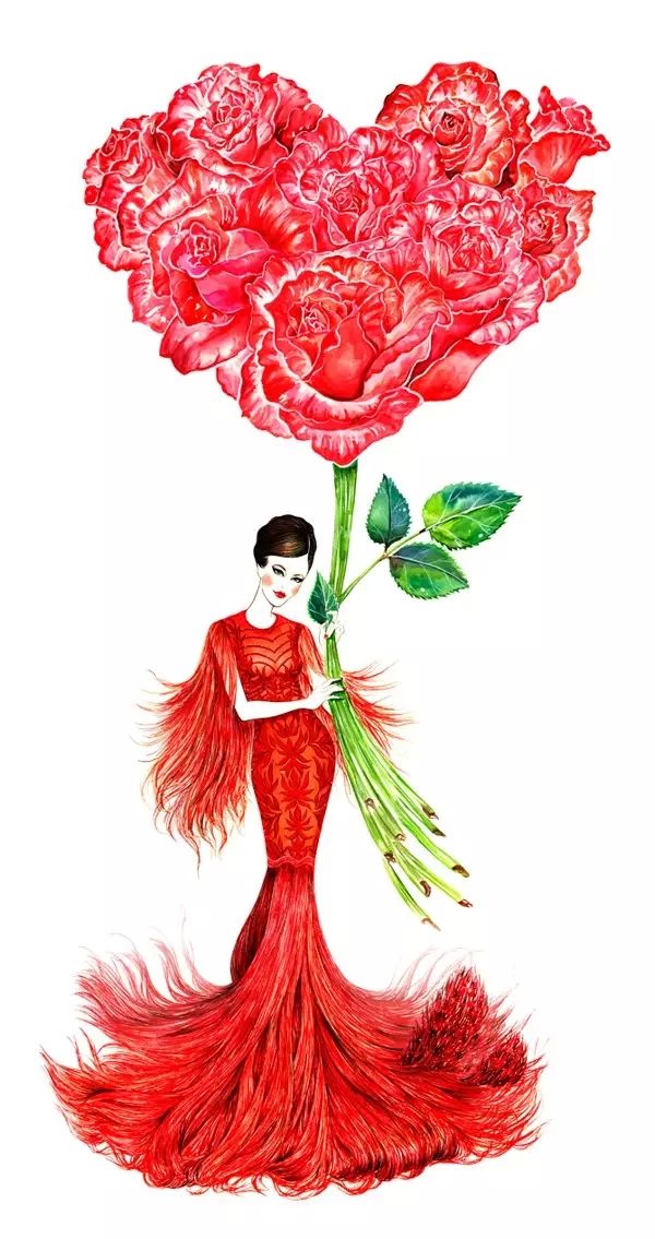 洛杉矶时尚插画师带着幸福感的插画作品