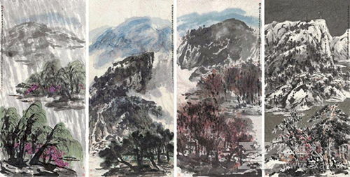 崔如琢《山水四条屏》 估价待询  成交价：133,930,000港元