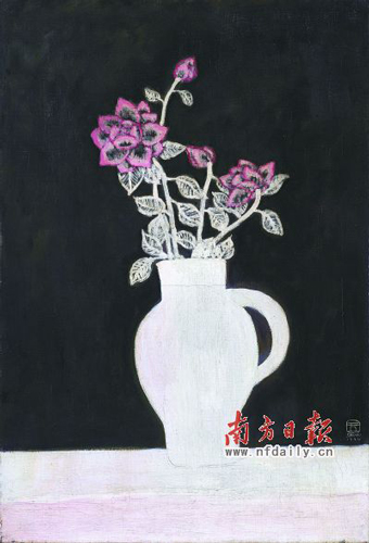 常玉作品《薔薇花束》。