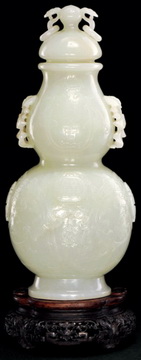 清乾隆 白玉大吉葫芦瓶 高 29 cm