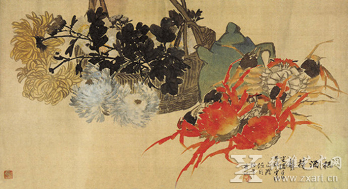 任伯年《把酒持螯图》