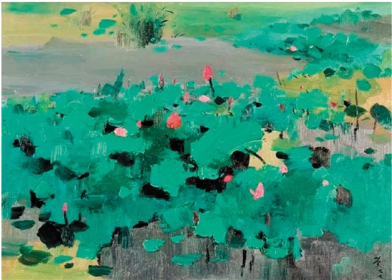 吴冠中 红莲 66×91cm 布面油画 1997年