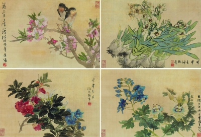 花鸟四帧（国画）  27×40厘米×4   任颐 中国美术馆藏