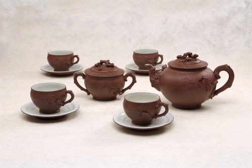 顾景舟制 松鼠葡萄十头套组茶具