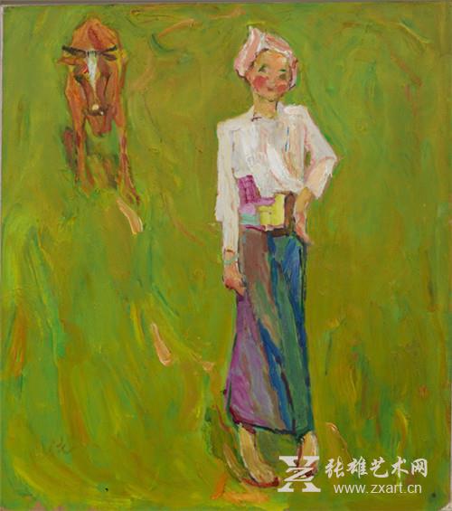坡地上的女孩 作者：罗尔纯 创作年代：2013 规格：45×40cm