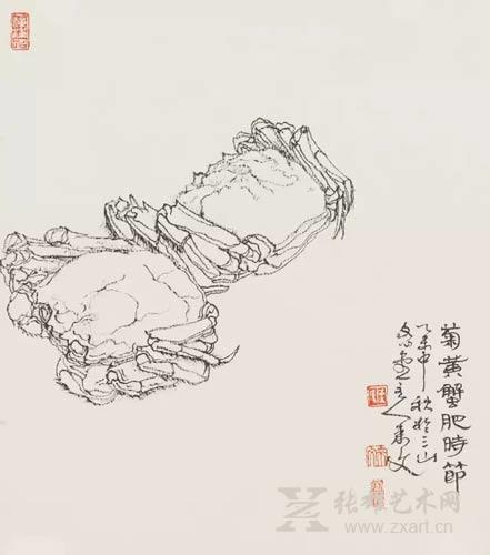 菊黄蟹肥时节 24.4x27.2cm 2015年