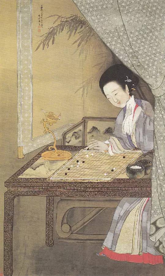   禹之鼎，闲敲棋子图，天津市艺术博物馆藏