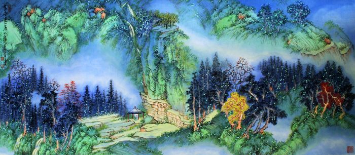   ▲陈强 《数叠遥山丽如绮》 设色纸本