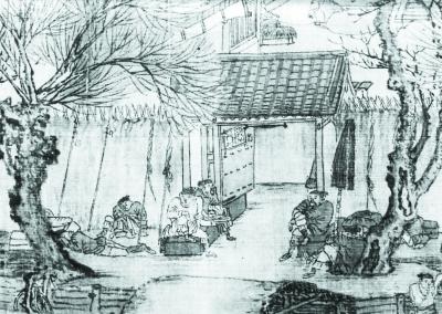  《清明上河图》局部，慵懒的官兵。