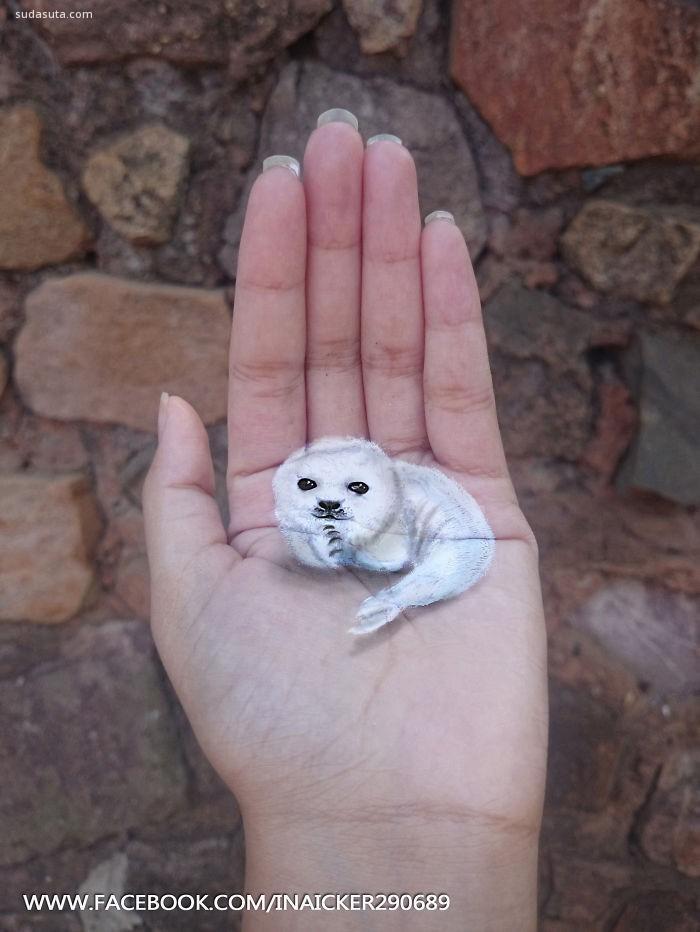 栩栩如生：南非艺术家在掌心绘制的3D图画