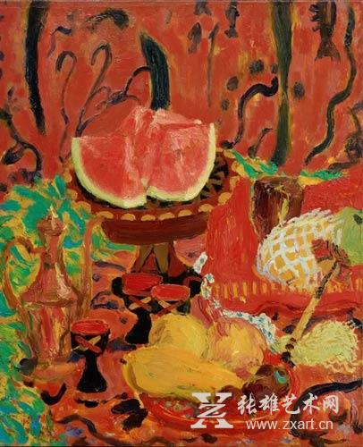 洪瑞生《酒器和水果》 1996年，布面油画,51cmx41cm
