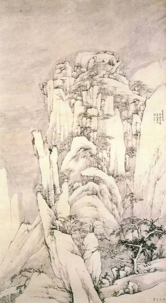   清 弘仁《西岩松雪图》