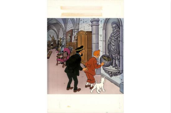 《丁丁历险记•红色克拉姆的宝藏》立体书版内页，1970年，估价：63864美元-85152美元。