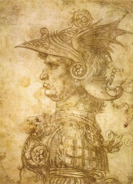 达·芬奇 Da Vinci - Profile of a warrior in helmet