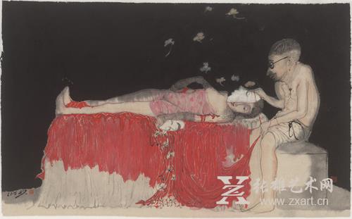 花间令之一---纸本设色--48cm×78cm--2015年
