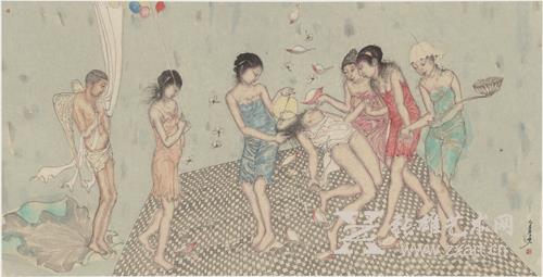 莲说之四---纸本设色--70cm×137cm--2015年