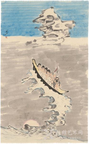 风波令---纸本设色--78cm×48cm--2015年