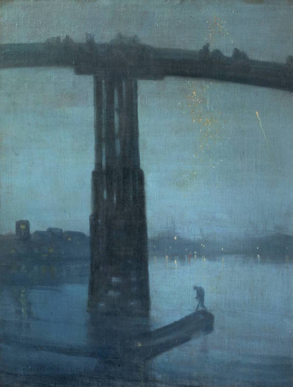惠斯勒,夜曲:金和蓝老巴特锡桥,1872–1875,收藏于英国泰特美术馆
