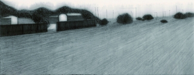 《在路上》 97×37厘米 纸本水墨 2015年