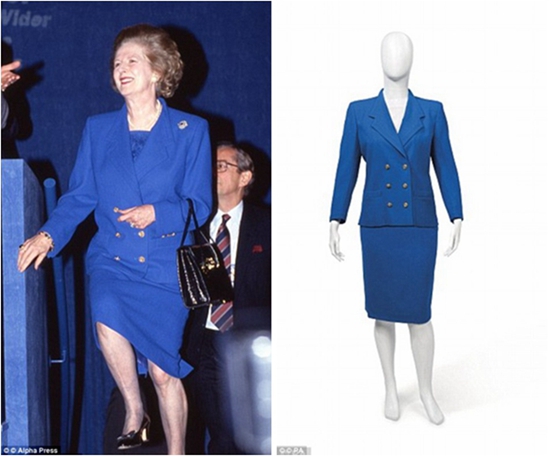 撒切尔夫人1993年10月在Blackpool参加保守党年会时就是穿着这套著名的套装。
