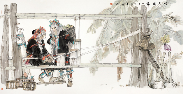 刘大为 哈尼织锦 创作年代：2014 规格：144×367cm