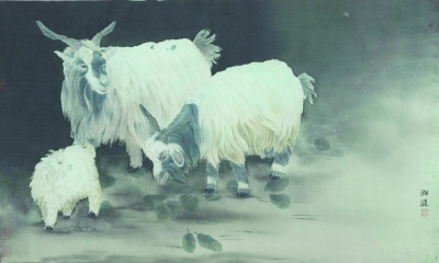  一步一回顾（国画） 94×55厘米 2015年 陈湘波