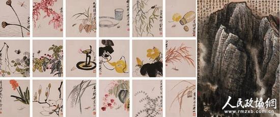 《“叶隐闻声”花卉工笔草虫册》和《昆仑雪山图》