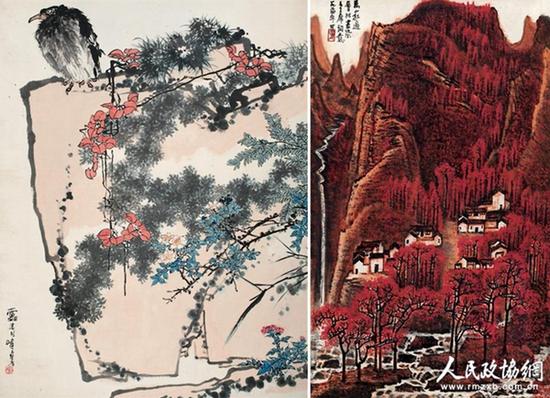 《鹰石山花图》和《万山红遍》 《鹰石山花图》和《万山红遍》