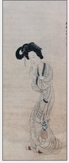 陈洪绶《拈花仕女图》
