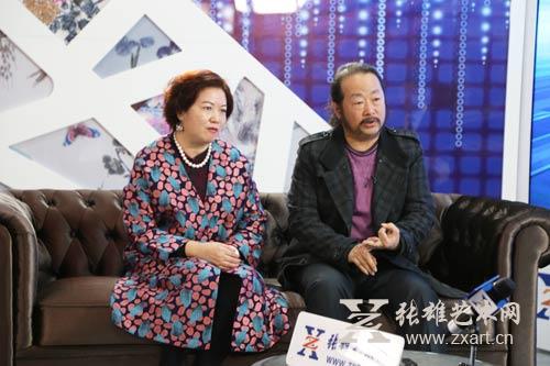 著名画家任刚夫及其夫人邱丹做客张雄艺术网