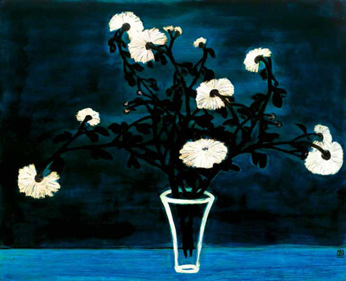 常玉《蓝色辰星（菊花与玻璃瓶）》（1950年代） 图片：courtesy Christie's 