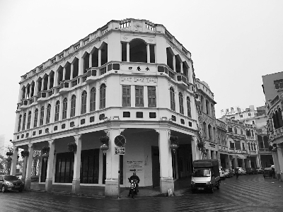修缮后的海南海口骑楼老街的古建筑