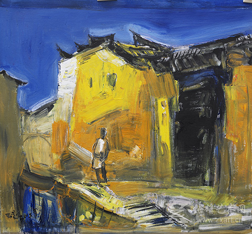  《古民居》 90 ×90cm  布面丙烯