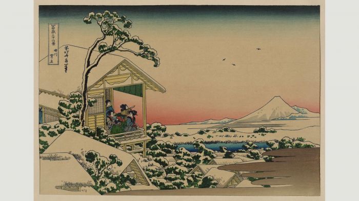   图2： 葛饰北斋的《富岳三十六景：砾川雪の旦》