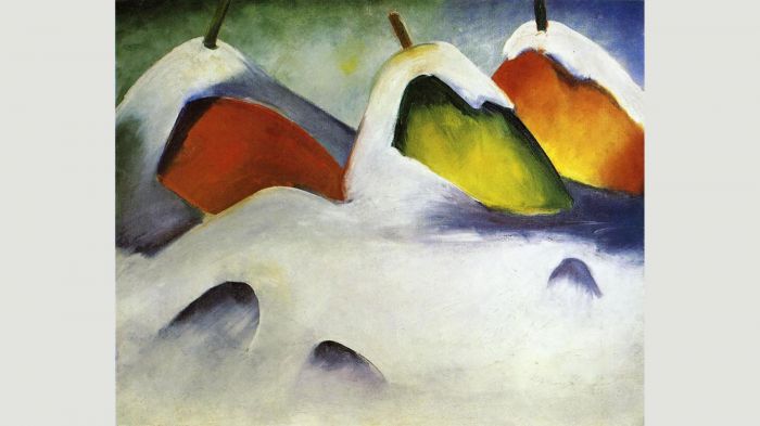  图5：弗兰茨·马尔克(Franz Marc)的《雪中的干草垛》（Haystacks in the Snow）