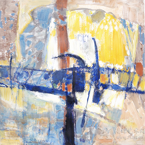 《巴垦山落日》125×125cm 纸本彩墨