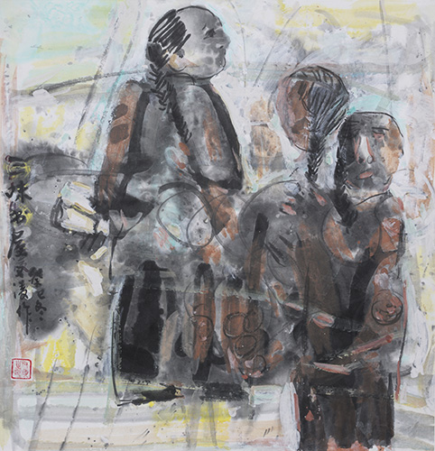 《三味书屋》70×70cm 纸本彩墨
