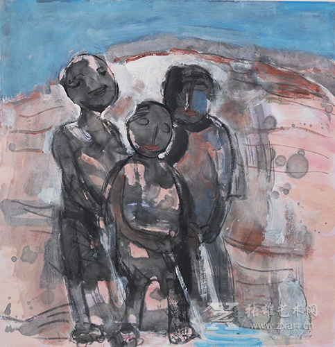 《山野童趣》70×70cm  纸本彩墨