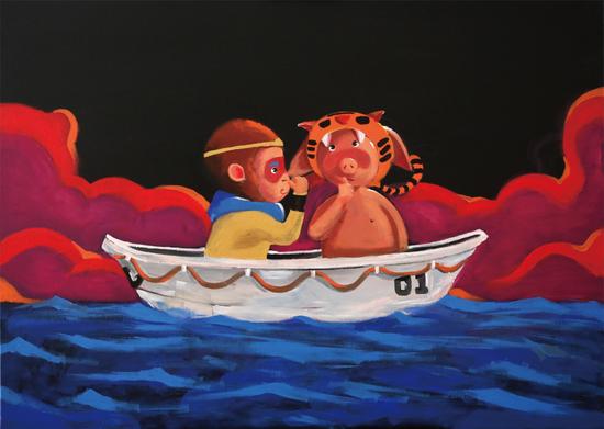 讲故事 100x75cm 布面丙烯 2015